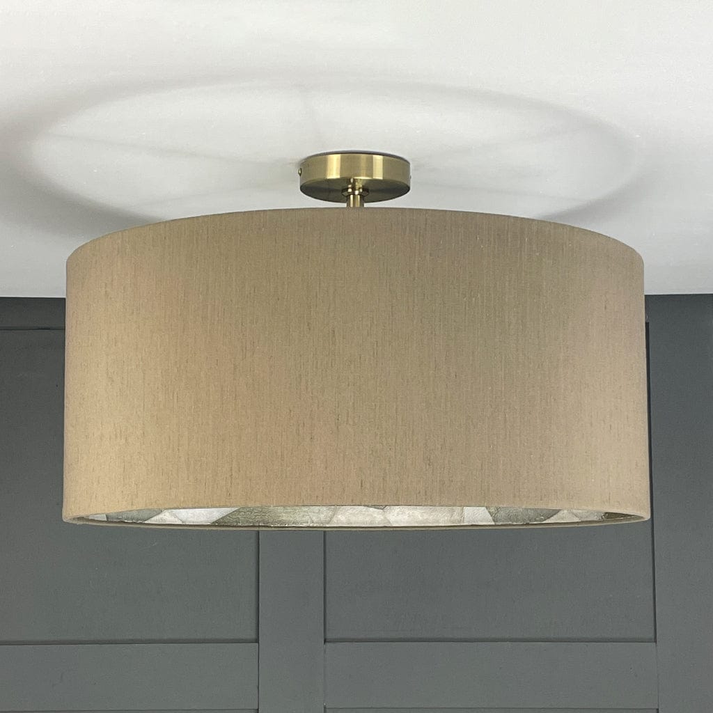 Sculpt Pewter Wallpaper Lined Pendant Shade with Tussah Seal