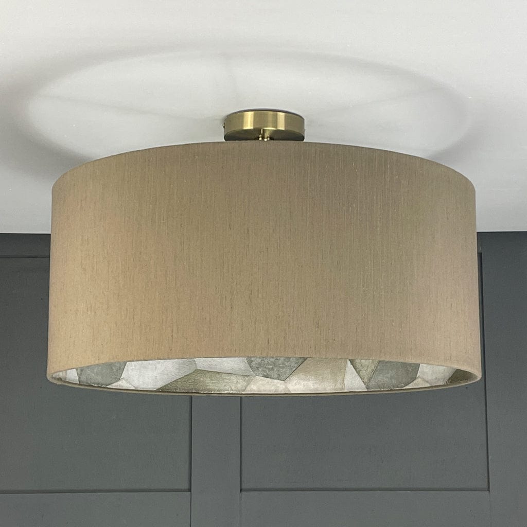 Sculpt Pewter Wallpaper Lined Pendant Shade with Tussah Seal