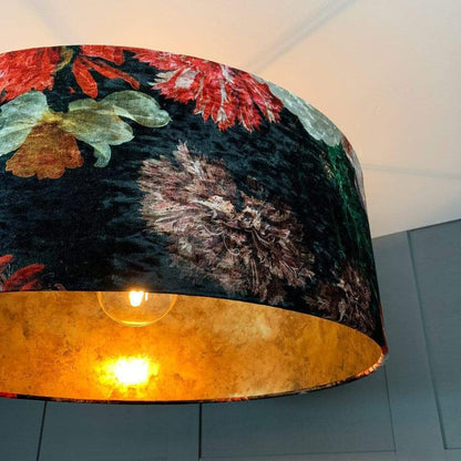 Jardin De Nuit Pendant Shade with Burnished Golden Wallpaper Lining