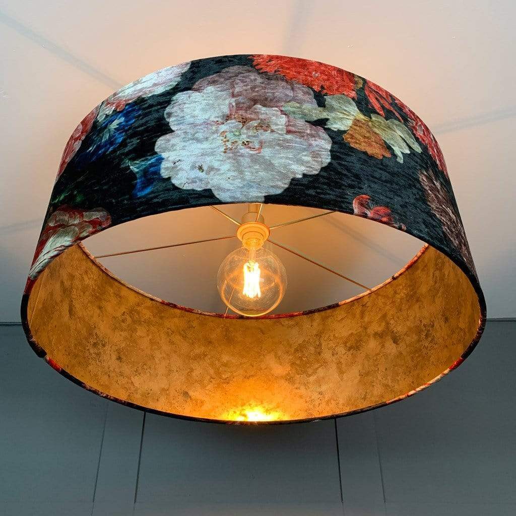 Jardin De Nuit Pendant Shade with Burnished Golden Wallpaper Lining