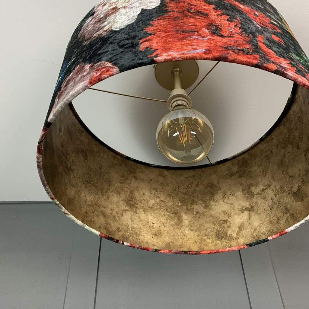 Jardin De Nuit Drum Shade with Burnished Golden Wallpaper Lining