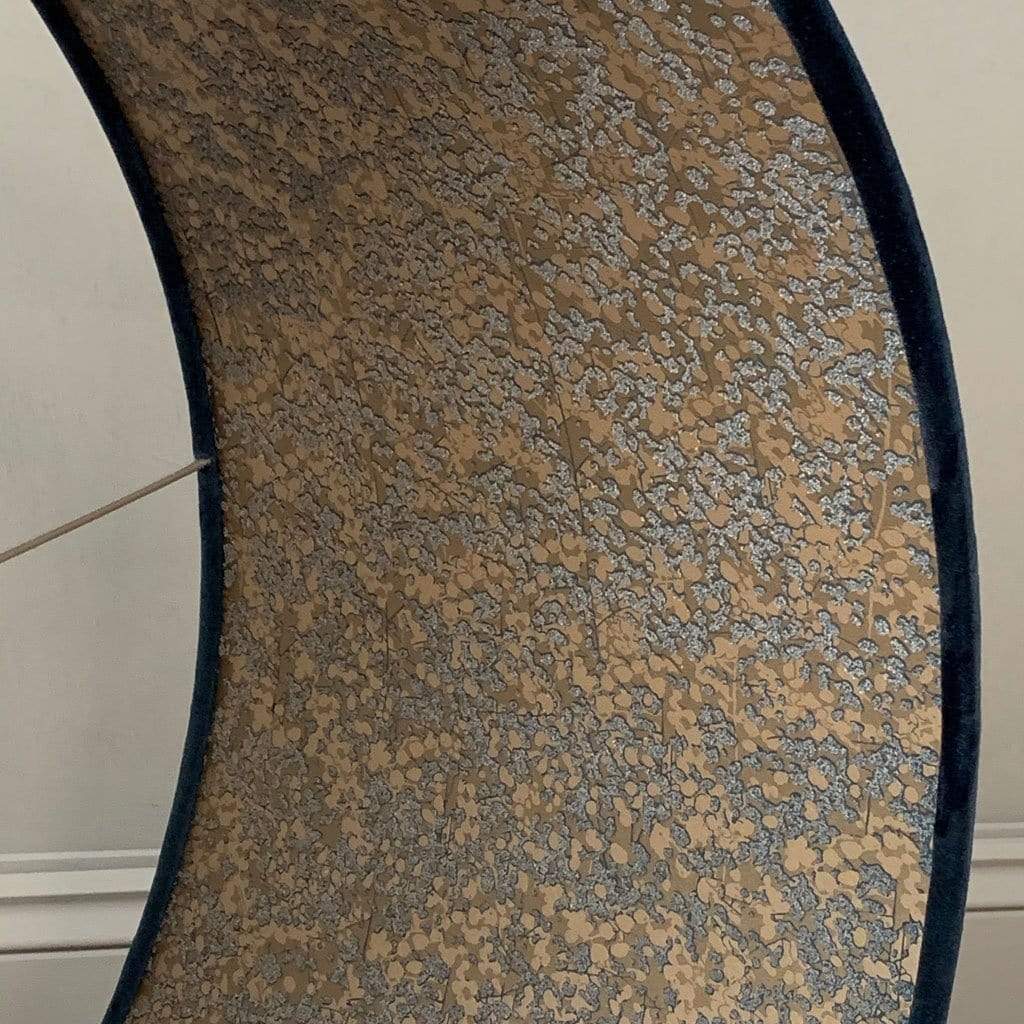 Blue Letino Pendant Shade with Anthology Coral Wallpaper Lining in Midnight