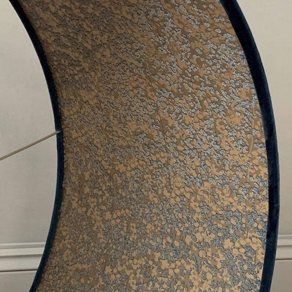 Blue Letino Pendant Shade with Anthology Coral Wallpaper Lining in Midnight