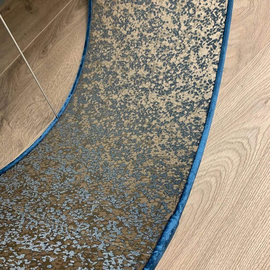 Blue Letino Pendant Shade with Anthology Coral Wallpaper Lining in Midnight
