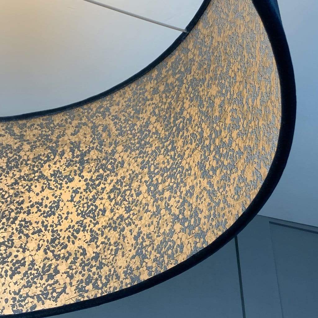Blue Letino Pendant Shade with Anthology Coral Wallpaper Lining in Midnight