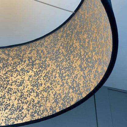 Blue Letino Pendant Shade with Anthology Coral Wallpaper Lining in Midnight
