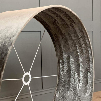 Letino Mercury Grey Velvet Pendant Shade with Silver Feather Wallpaper Lining
