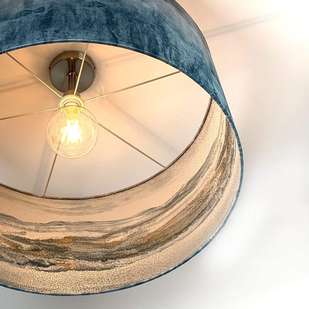Kilbride Bay Wallpaper Lined Pendant Shade with Teal & Grey Ombre