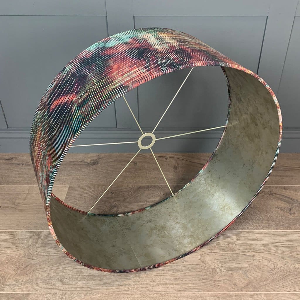 Chameleon Velvet Pendant Shade Lined with Champagne Burnished Wallpaper