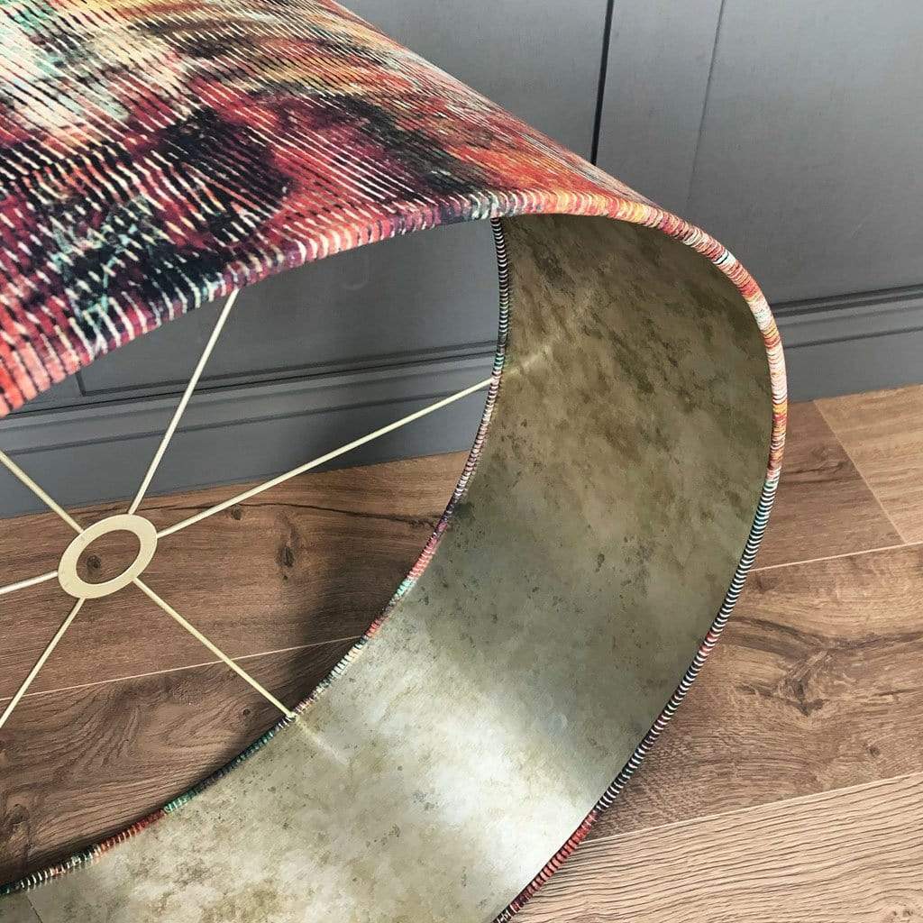 Chameleon Velvet Pendant Shade Lined with Champagne Burnished Wallpaper