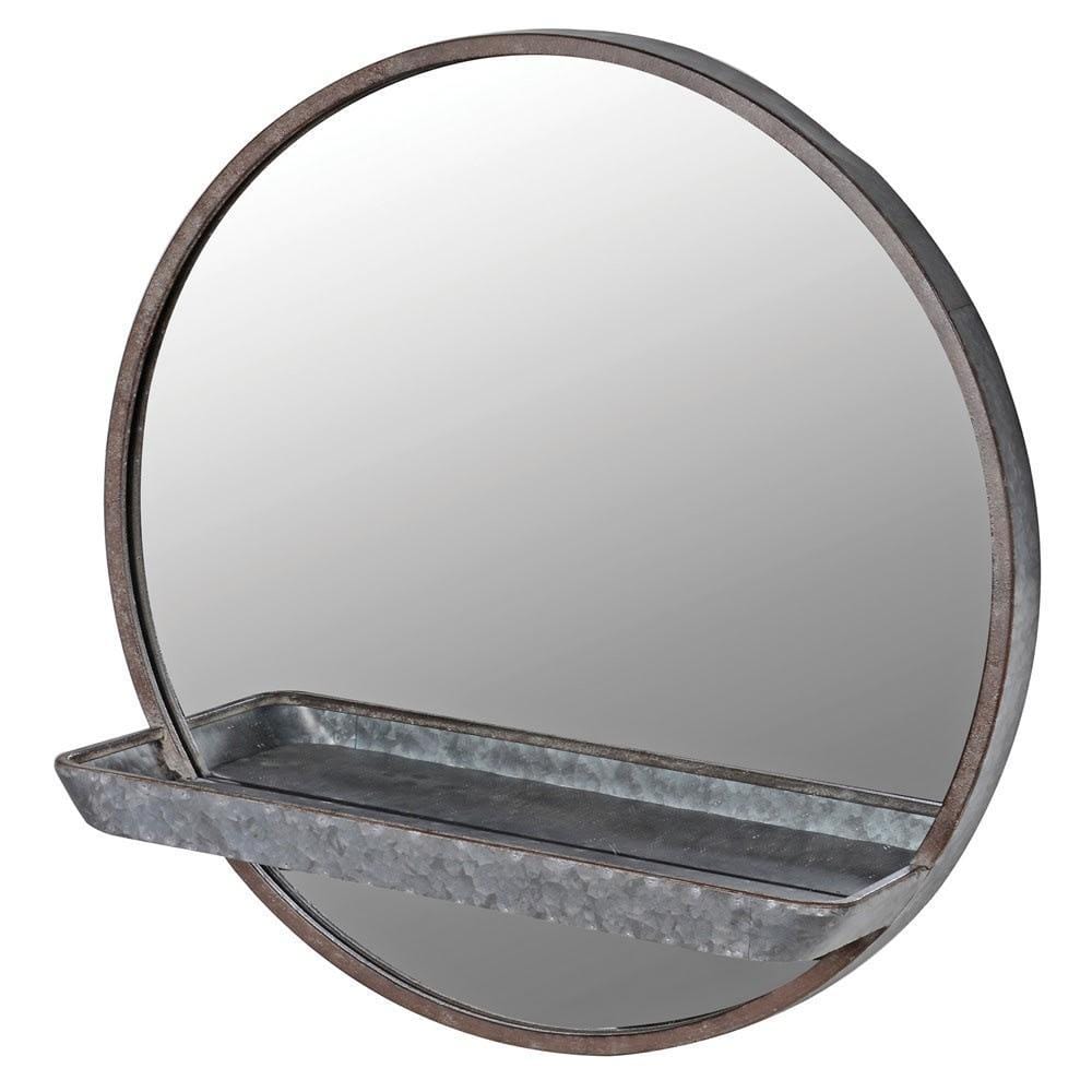 Round Wall Mirror with Shelf