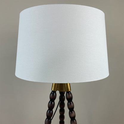 Wooden Spindle Tripod Lamp with Shade