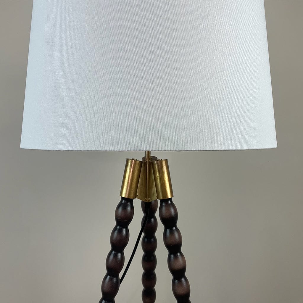 Wooden Spindle Tripod Lamp with Shade