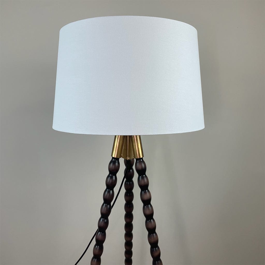 Wooden Spindle Tripod Lamp with Shade