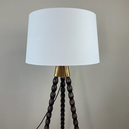 Wooden Spindle Tripod Lamp with Shade