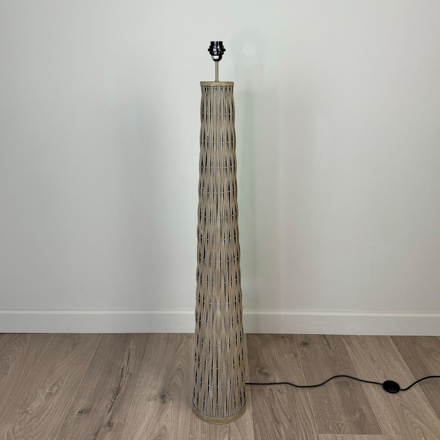 Woven Bamboo Floor Lamp with Sigrid Sandstone Lampshade