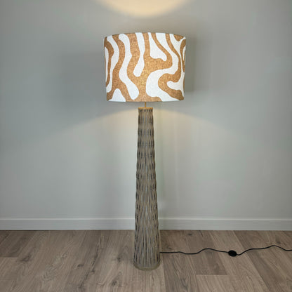 Woven Bamboo Floor Lamp with Sigrid Sandstone Lampshade