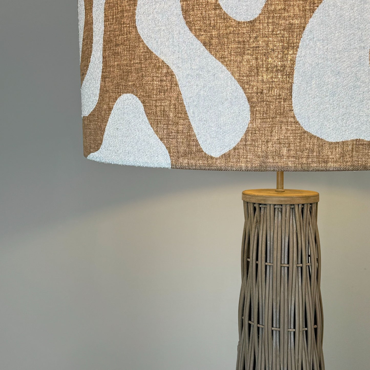 Woven Bamboo Floor Lamp with Sigrid Sandstone Lampshade