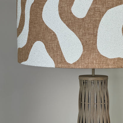 Woven Bamboo Floor Lamp with Sigrid Sandstone Lampshade