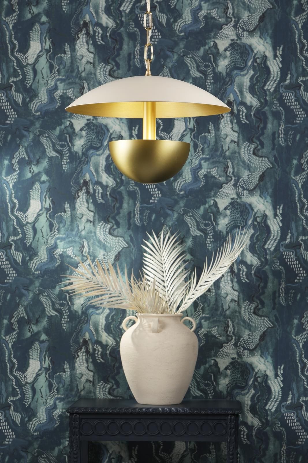 David Hunt Copenhagen 3 Light Pendant Butter Brass and Coconut