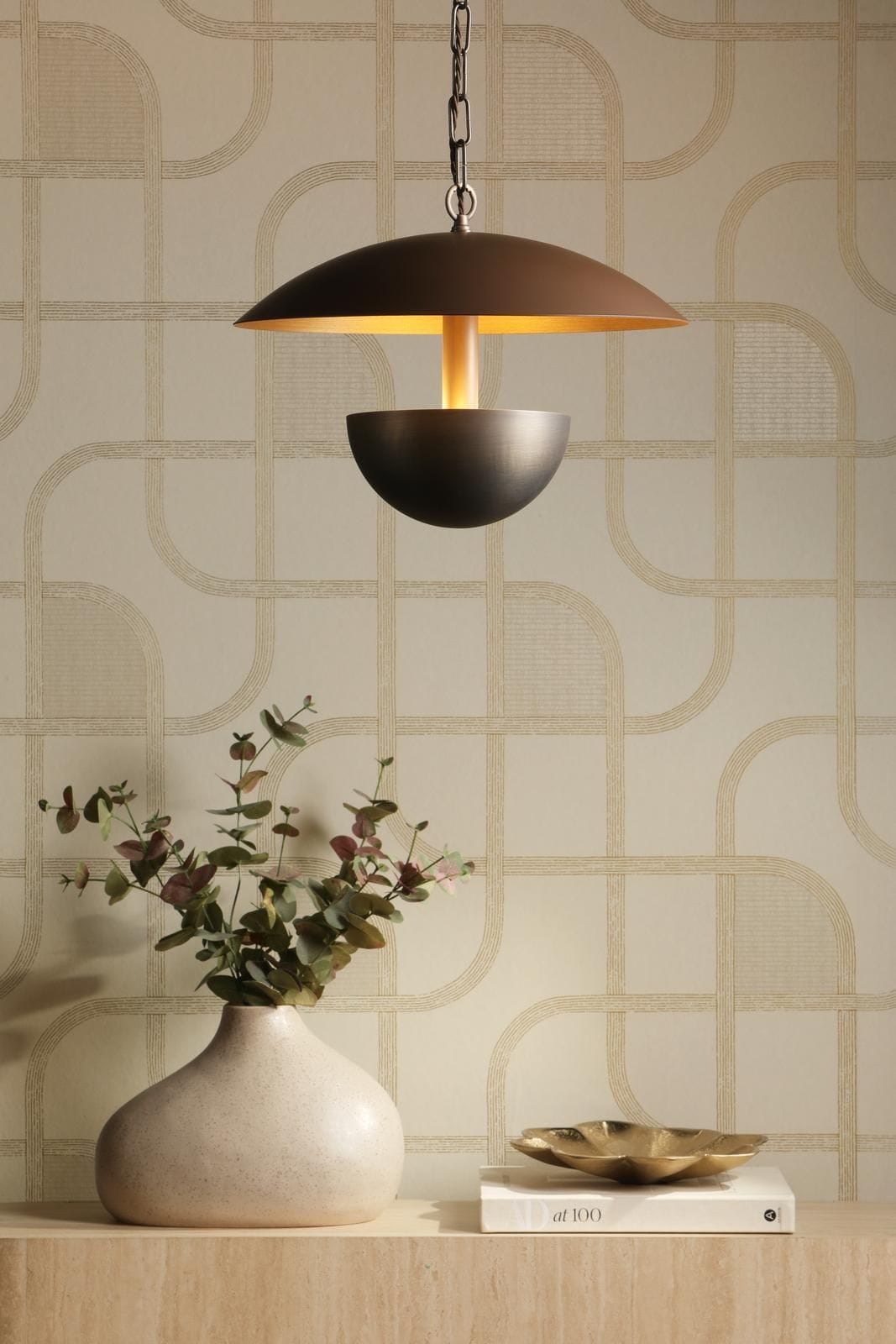 David Hunt Copenhagen 3 Light Pendant Antique Brass and Cocoa