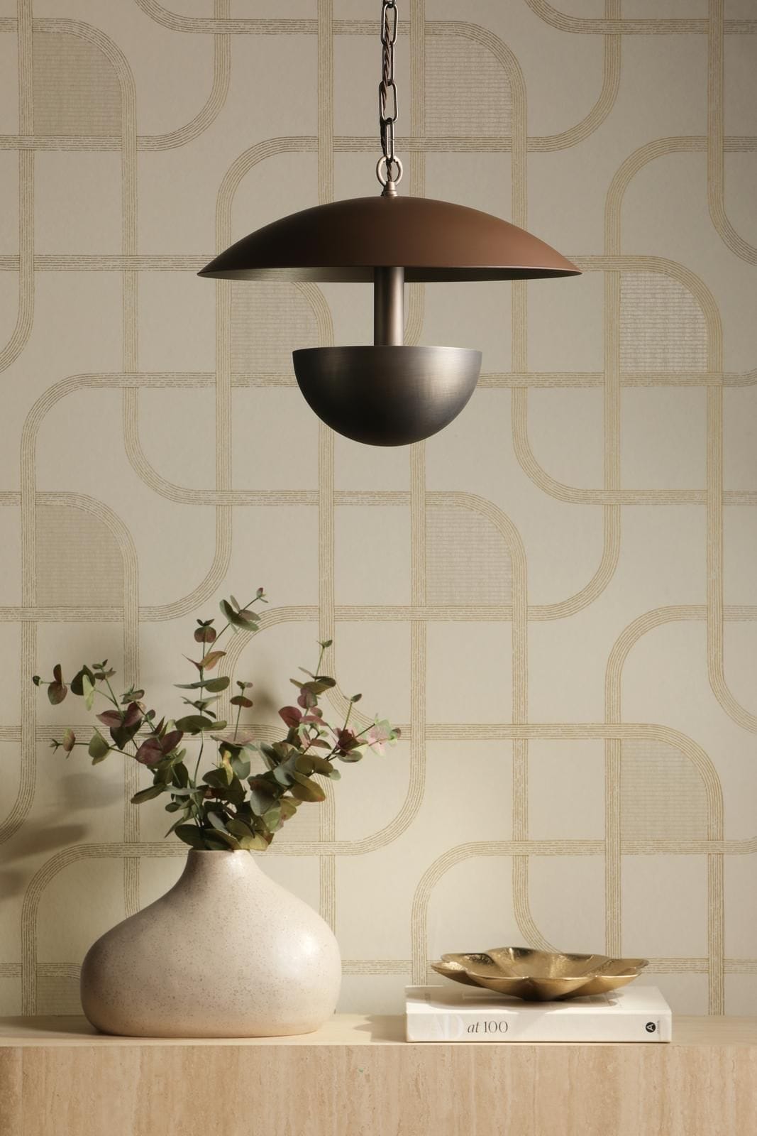 David Hunt Copenhagen 3 Light Pendant Antique Brass and Cocoa