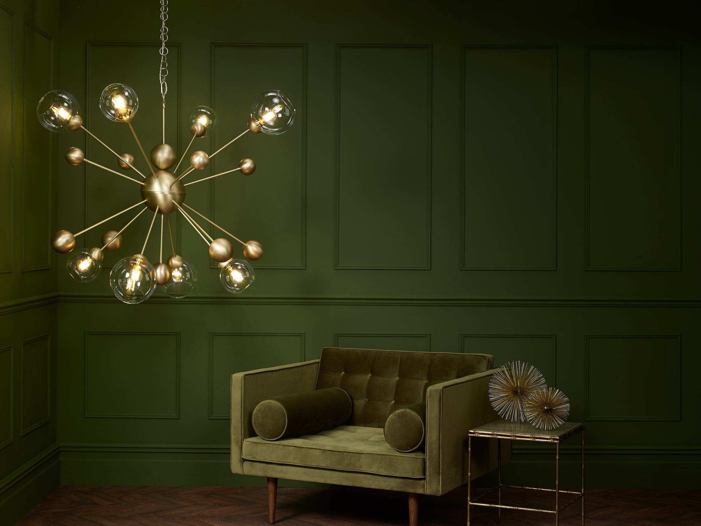 David Hunt Cosmos 8 Light Horizontal Butter Brass Pendant