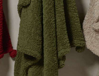 Cosy Olive Pom Pom Throw