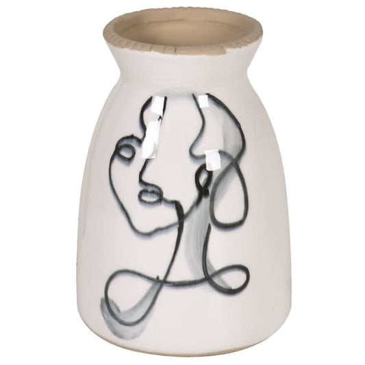 White Terracotta Face Vase