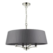 Loire Polished Nickel 4 Light Pendant with Grey Ribbon Shade