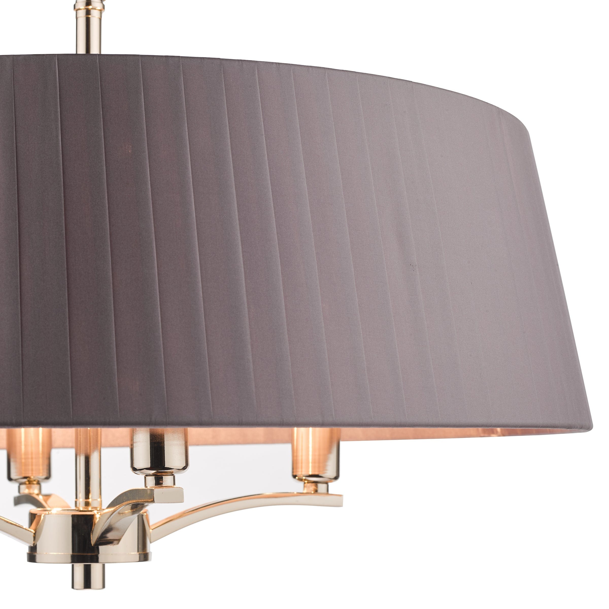 Loire Polished Nickel 4 Light Pendant with Grey Ribbon Shade