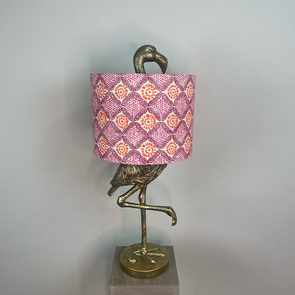 Can Can Antique Brass Flamingo Table Lamp with Stardust Hot Pink Shade