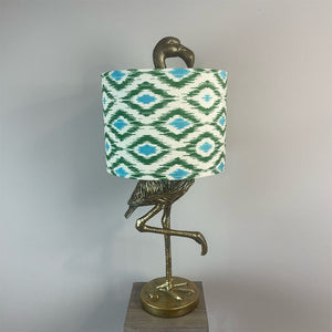 Can Can Antique Brass Flamingo Table Lamp with Velvet Ikat Shade