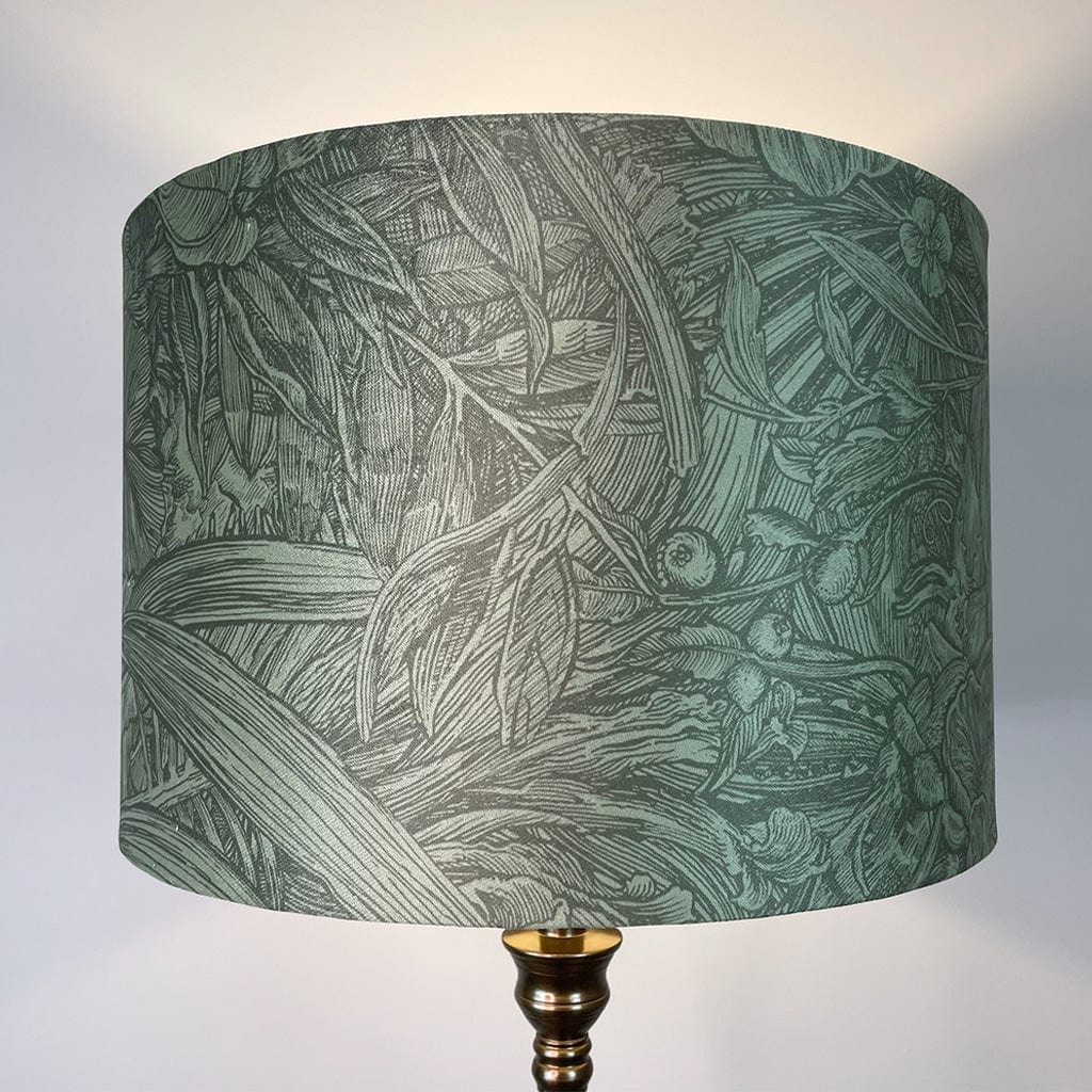 Canterbury Antique Brass Floor Lamp with Timorous Beasties Jungle Tangle Willow Shade