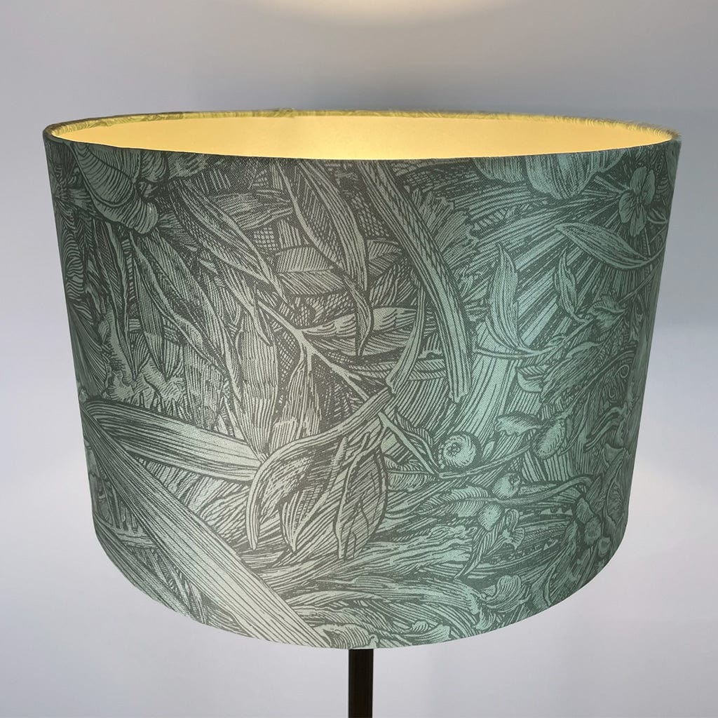 Canterbury Antique Brass Floor Lamp with Timorous Beasties Jungle Tangle Willow Shade