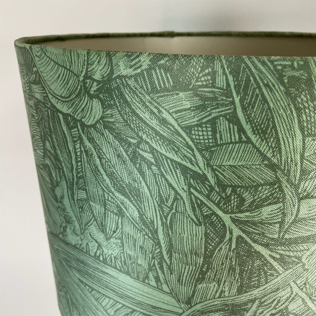 Canterbury Antique Brass Floor Lamp with Timorous Beasties Jungle Tangle Willow Shade