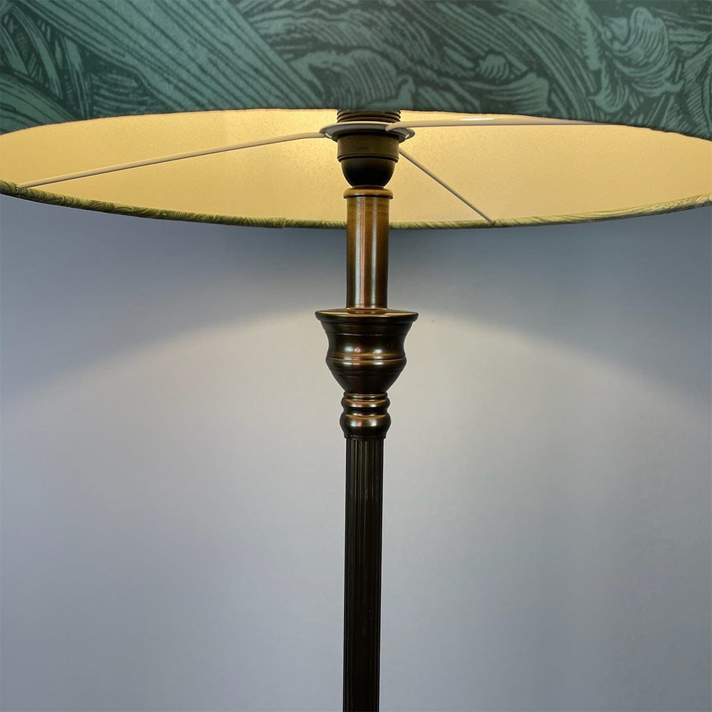 Canterbury Antique Brass Floor Lamp with Timorous Beasties Jungle Tangle Willow Shade