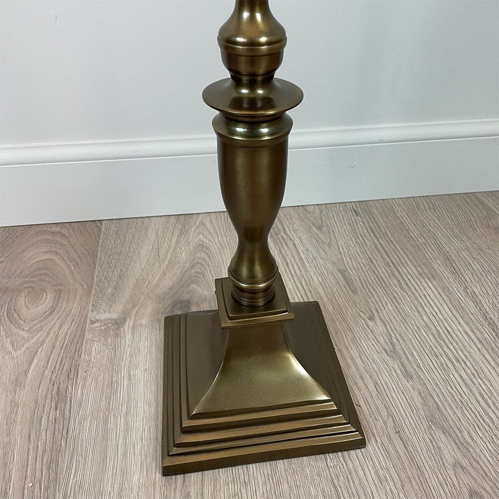 Canterbury Antique Brass Floor Lamp with Timorous Beasties Jungle Tangle Willow Shade