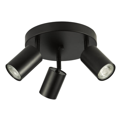 Cawley 3 Light Round Plate Spotlight Matt Black