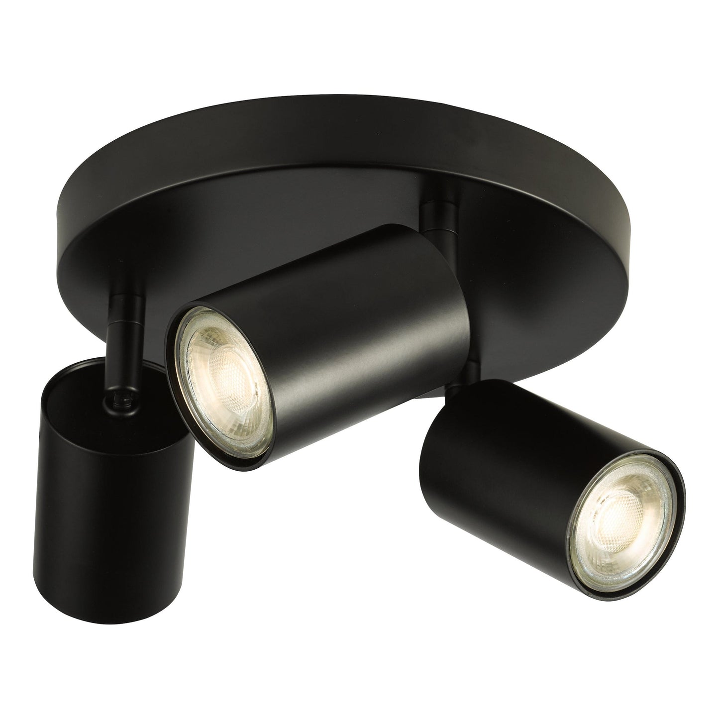 Cawley 3 Light Round Plate Spotlight Matt Black