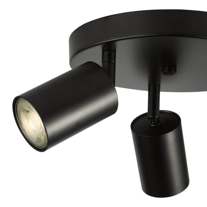 Cawley 3 Light Round Plate Spotlight Matt Black
