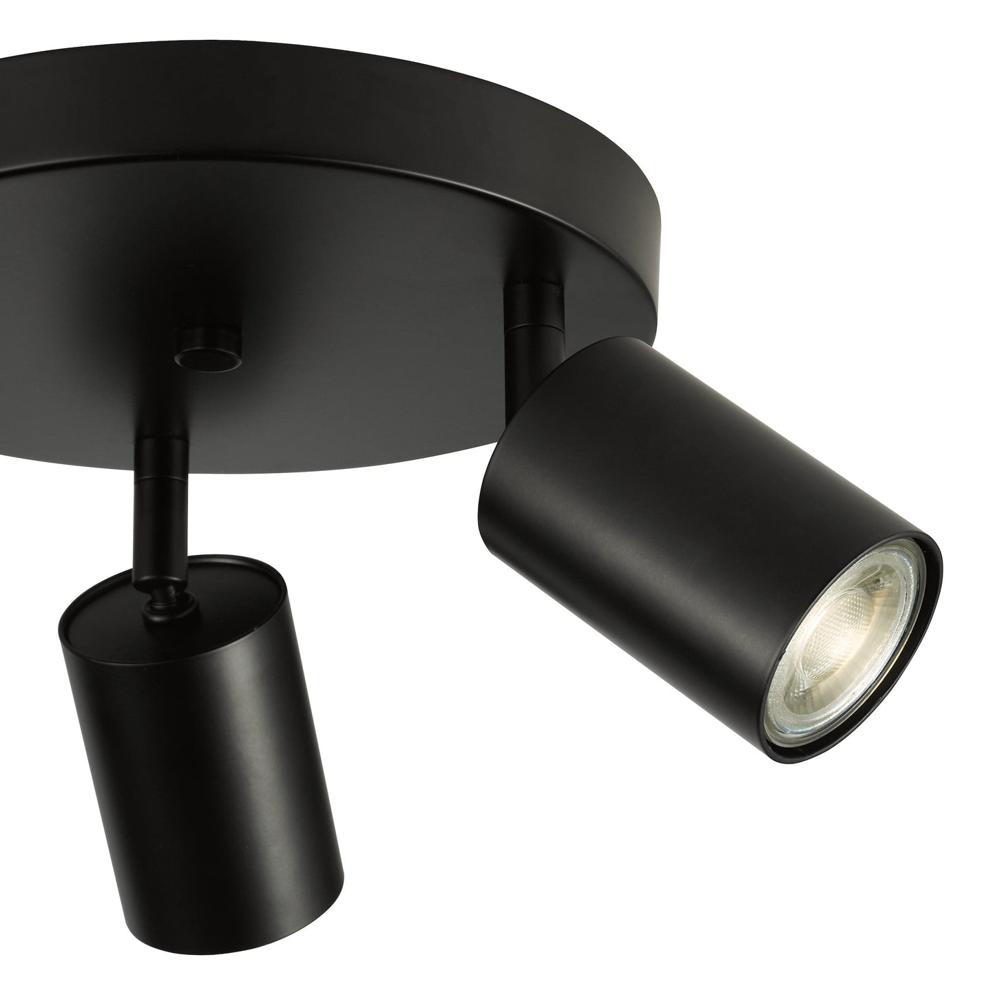 Cawley 3 Light Round Plate Spotlight Matt Black