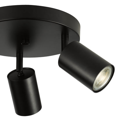 Cawley 3 Light Round Plate Spotlight Matt Black