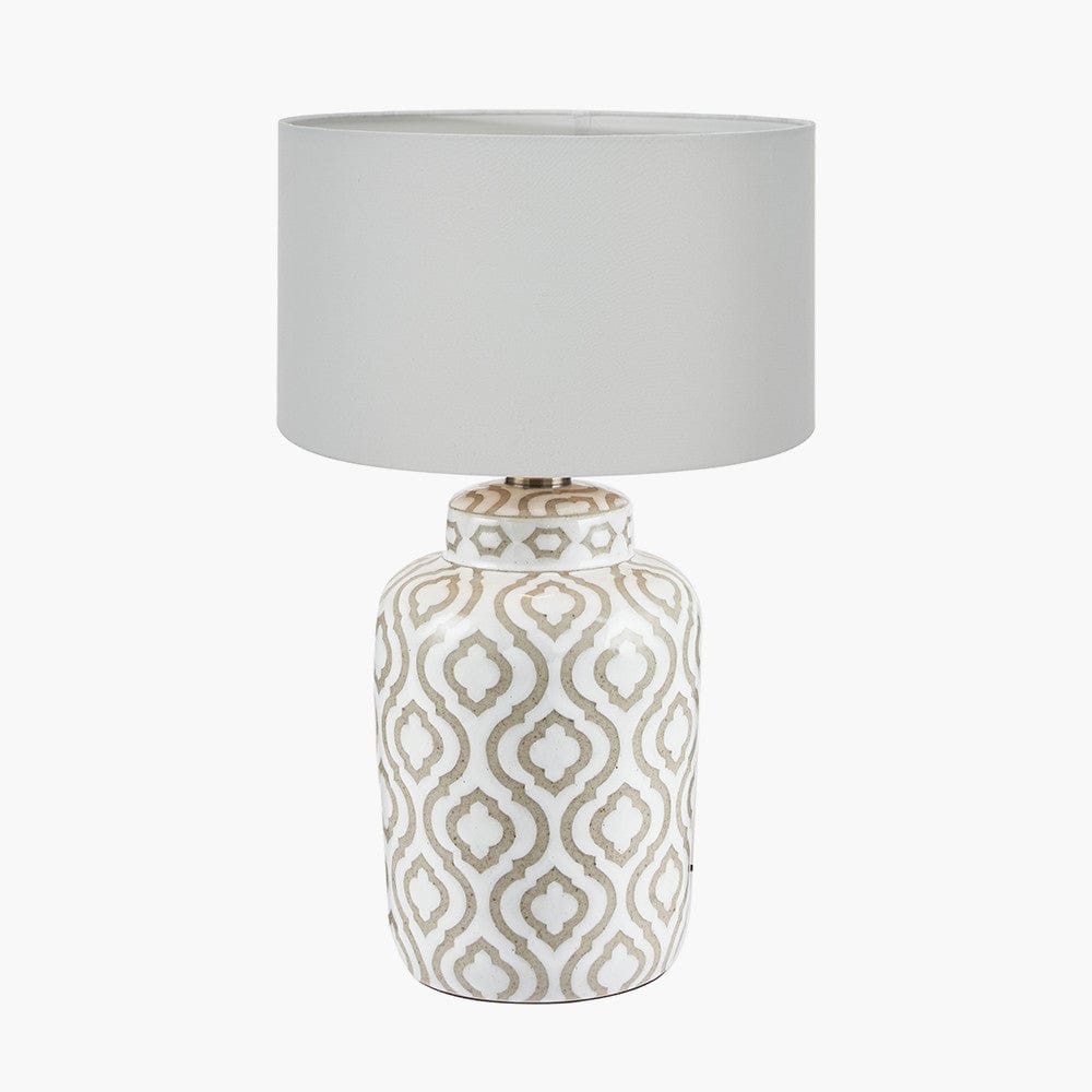 Celia Taupe & White Pattern Ceramic Table Lamp