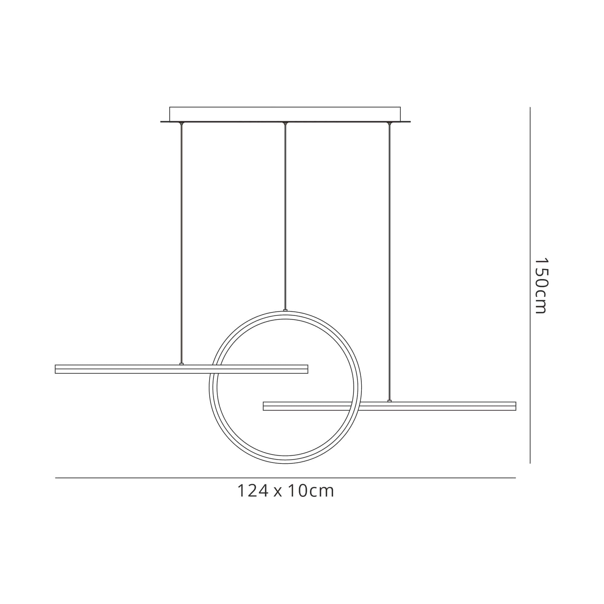 Central Loop Linear LED Pendant Matt Black