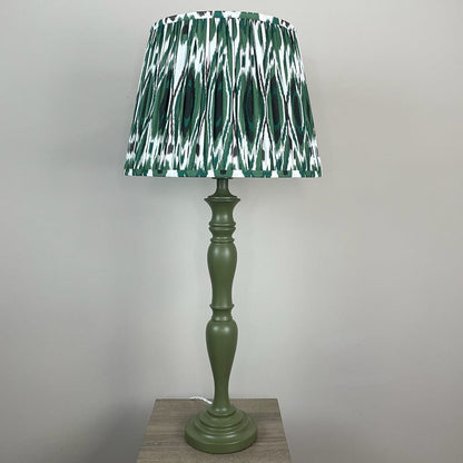 Chambray Green Table Lamp with Racing Green Ikat Tapered Lamp Shade