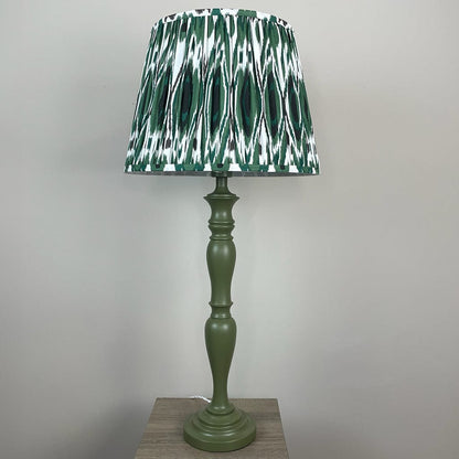 Chambray Green Table Lamp with Racing Green Ikat Tapered Lamp Shade