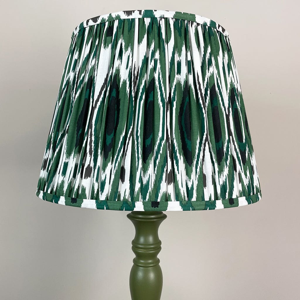 Chambray Green Table Lamp with Racing Green Ikat Tapered Lamp Shade