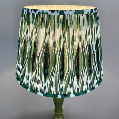 Chambray Green Table Lamp with Racing Green Ikat Tapered Lamp Shade