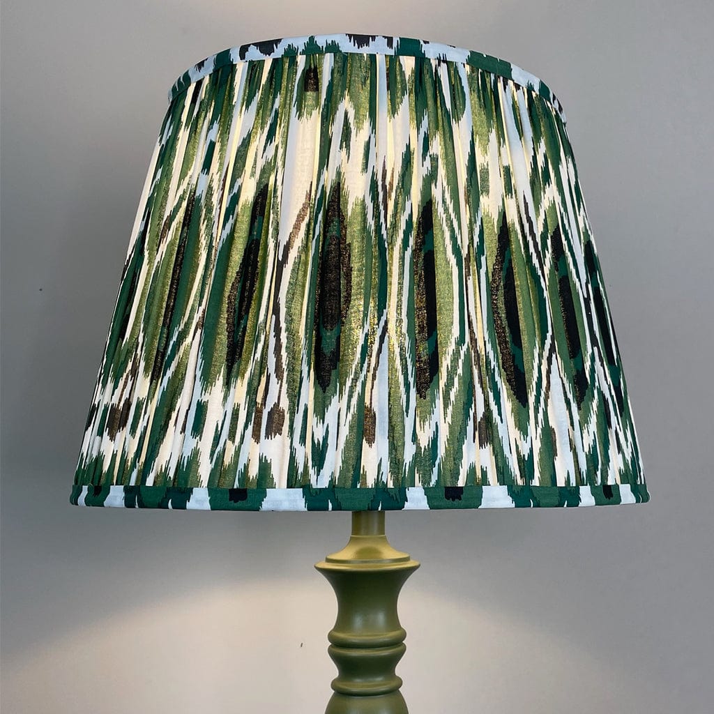 Chambray Green Table Lamp with Racing Green Ikat Tapered Lamp Shade